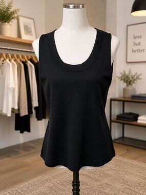 Ellen Tracy size Large Black Sleeveless blouse top Silk/Nylon